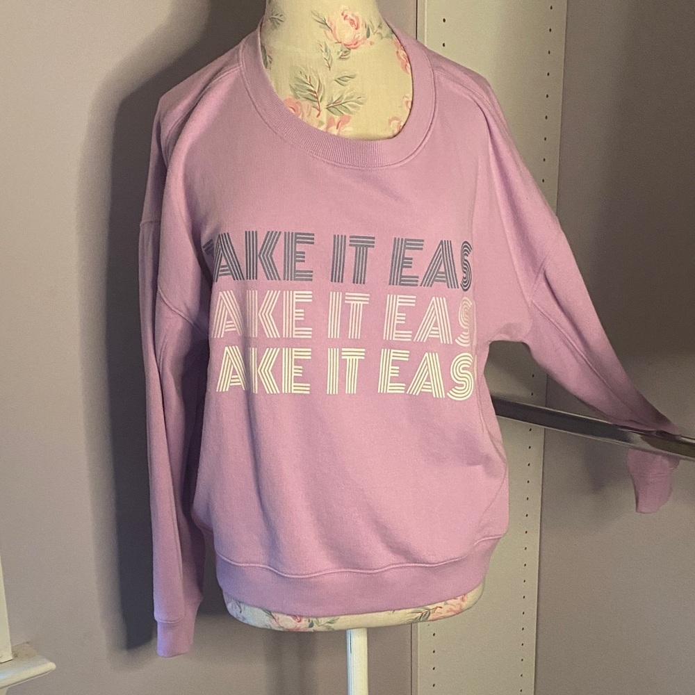 Lou & Grey Lilac 'Take It Easy' Graphic Crewneck Sweatshirt